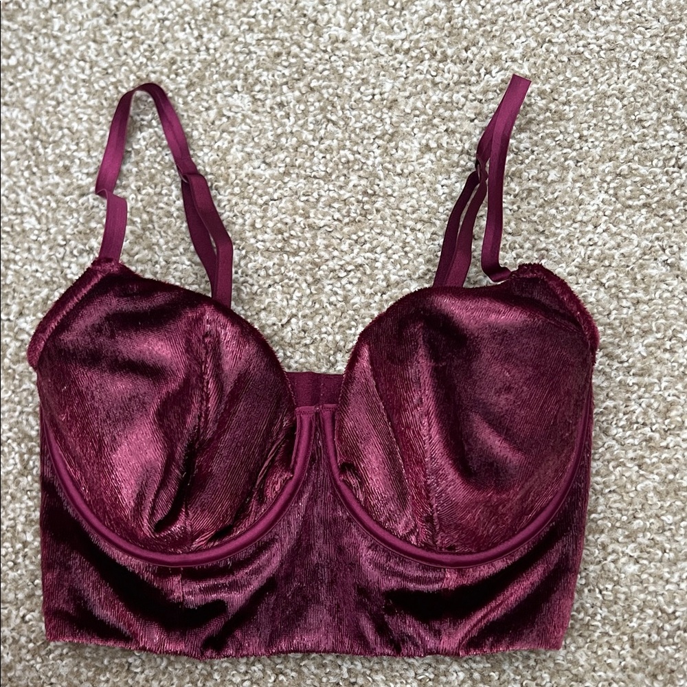 Victoria's Secret Rich Burgundy Velvet Bralette